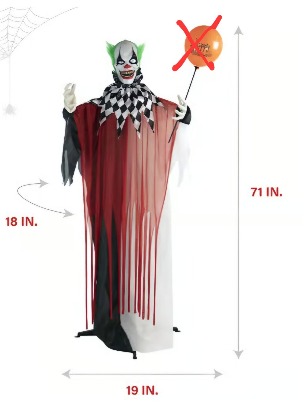 Haunted Hill Farm Life-Size 7 Ft. Animatronic Clown with Lights Sound NO BALLOON